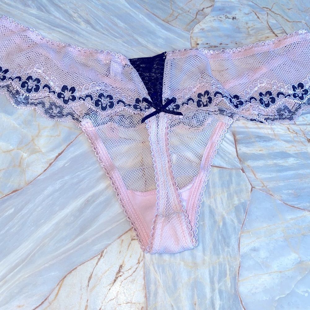 Rare Sexy Little Things Thong Panty Mesh Lace Trim Limited Edition SLT
